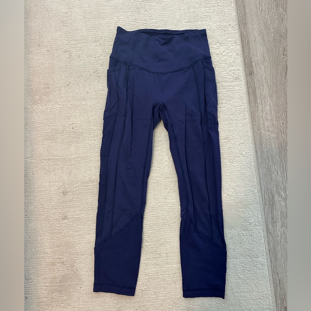 High-Waist Navy Blue Athletic Leggings